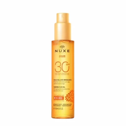 بطری اسپری روغن ضد آفتاب نوکس Sun SPF 30 حجم ۱۵۰ میلی‌لیتر، محافظت کننده پوست در برابر آفتاب و کمک به برنزه شدن طبیعی