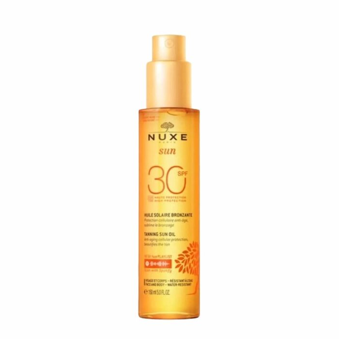 بطری اسپری روغن ضد آفتاب نوکس Sun SPF 30 حجم ۱۵۰ میلی‌لیتر، محافظت کننده پوست در برابر آفتاب و کمک به برنزه شدن طبیعی